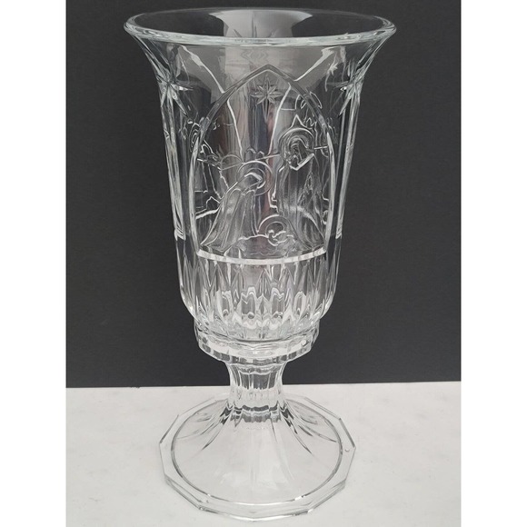 2 Pc Nativity Christmas Hurricane Candle Holder - Picture 1 of 9